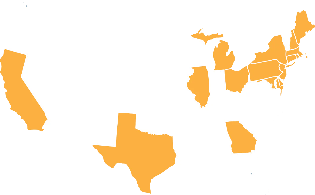 Map showing selected deregulated energy markets in the United States