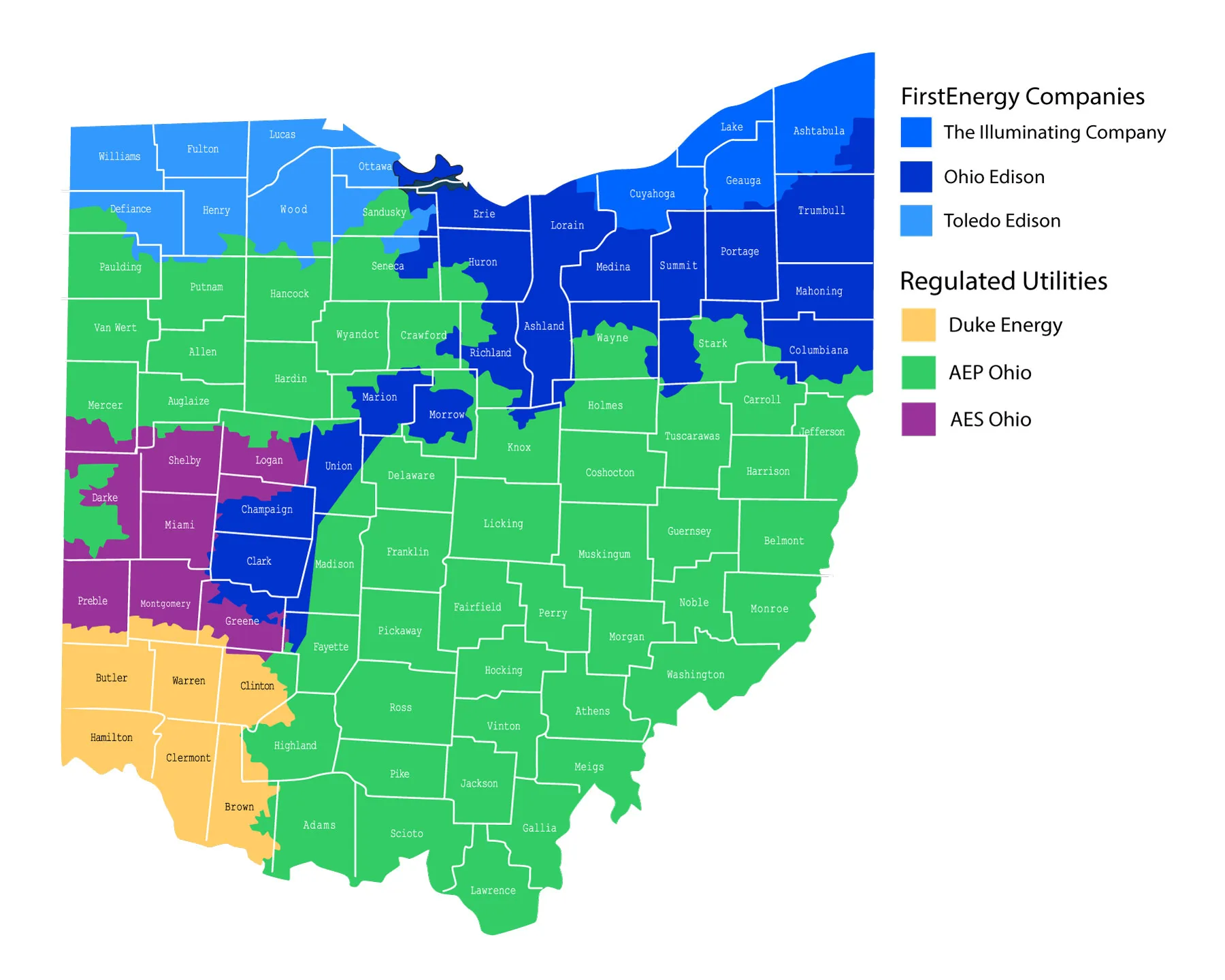 Ohio electric utility service territory map